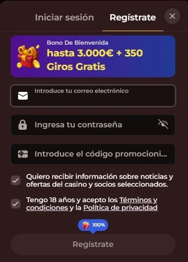 Vincispin Casino registro